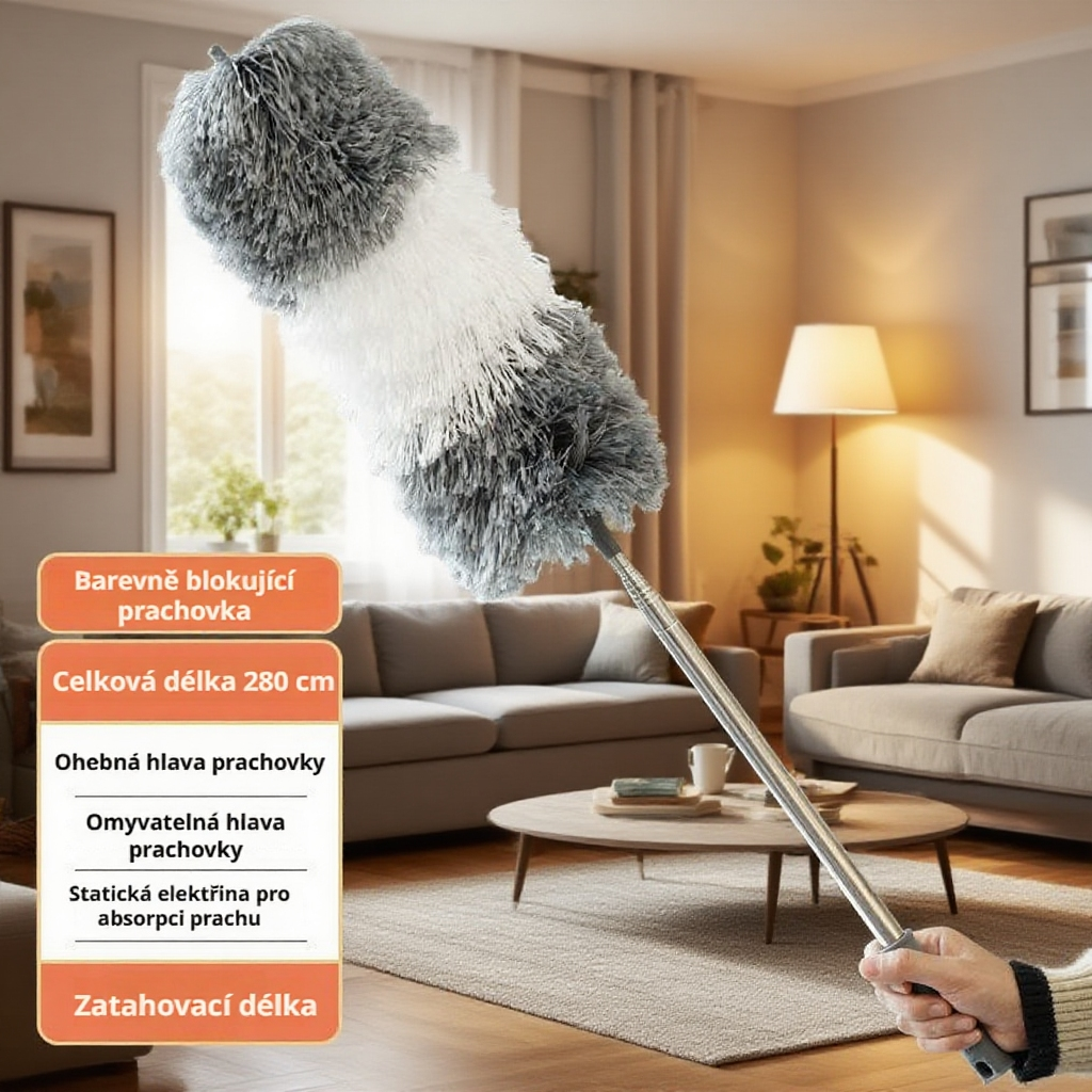 Teleskopický prachovka z kuřecího peří, domácí čisticí nástroj