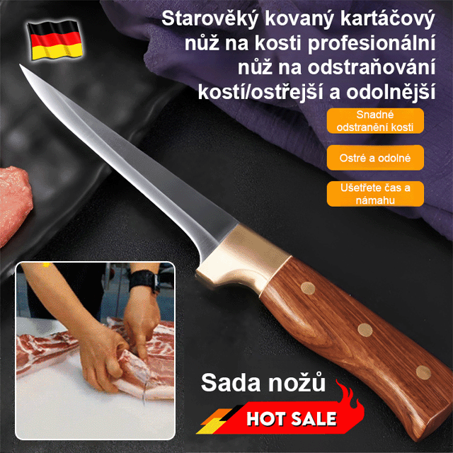 【Jedním řezem od kosti!】 Německý ostrý nůž snadno odděluje maso od kosti.