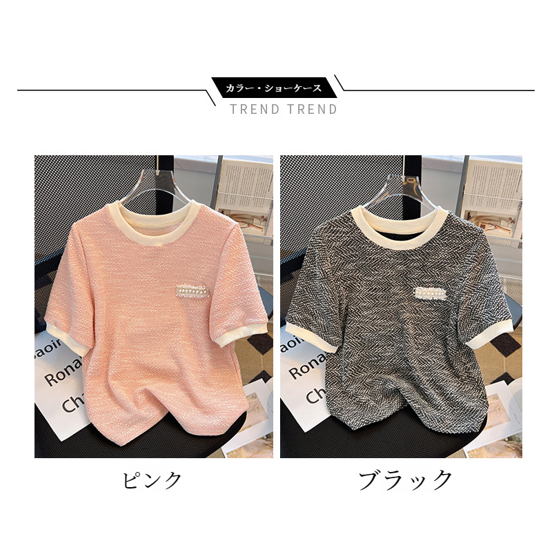 アイスシルク 半袖 レディース ピンク トップス 半袖 ニットTシャツ アイスシルク Tシャツ