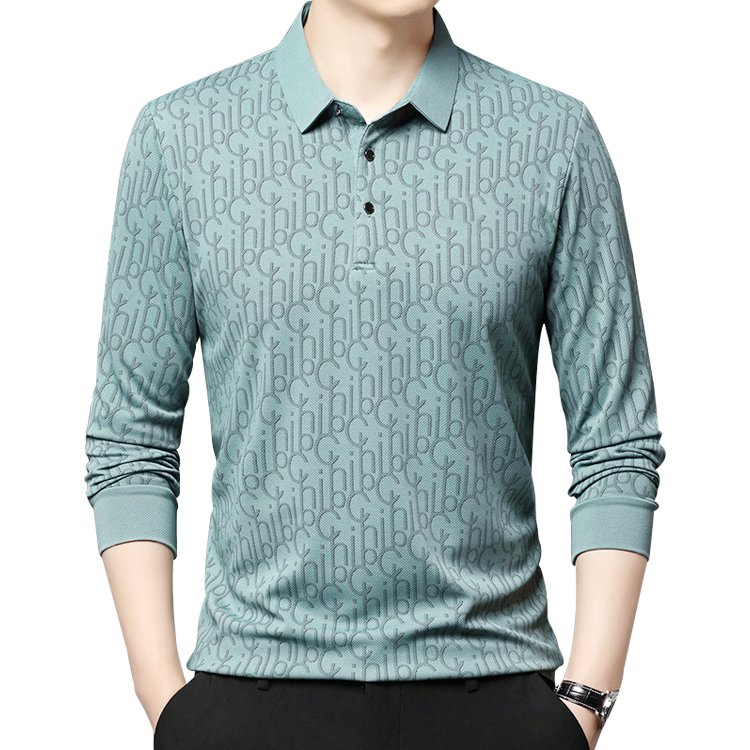 프린트 칼라넥 캐주얼 긴팔 셔츠