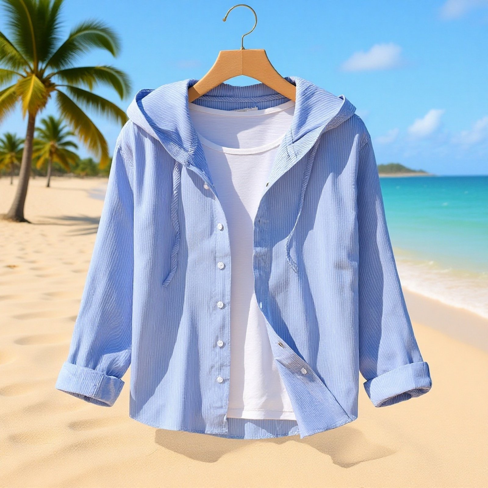 潮男薄款宽松衬衫