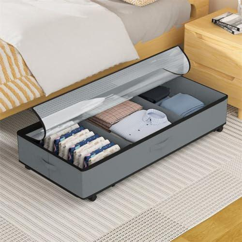 キャスター付きベッド下収納ボックス オックスフォード布製衣類収納ボックス ベッド下毛布衣類収納ボックス