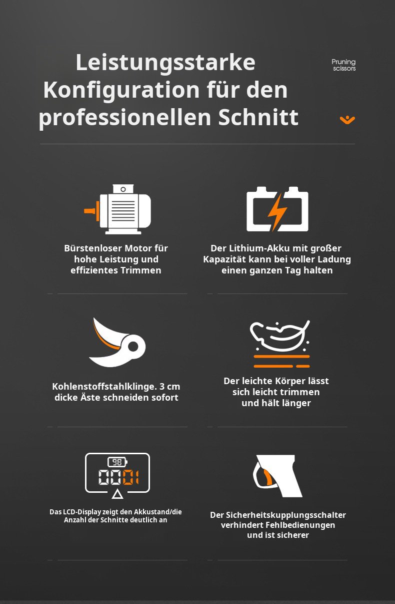 Handgehaltene tragbare Lithium-Akku-Astschere im Einsatz