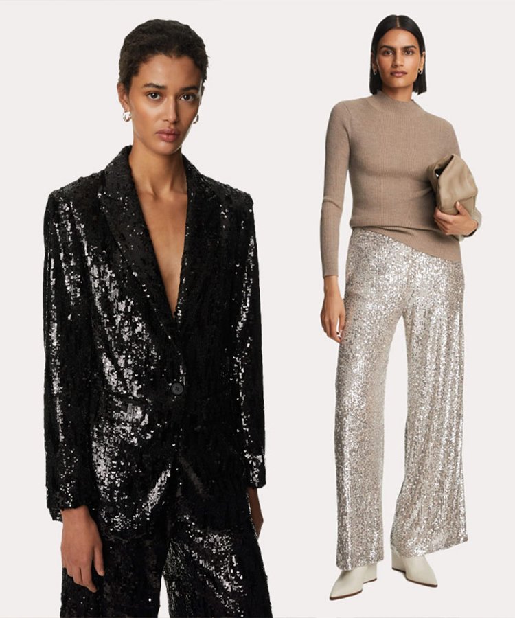 Costume à sequins avec boutonnière simple indispensable pour Noël