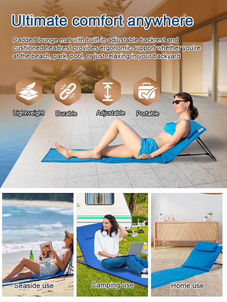 Convenient folding outdoor beach mat lounge chair