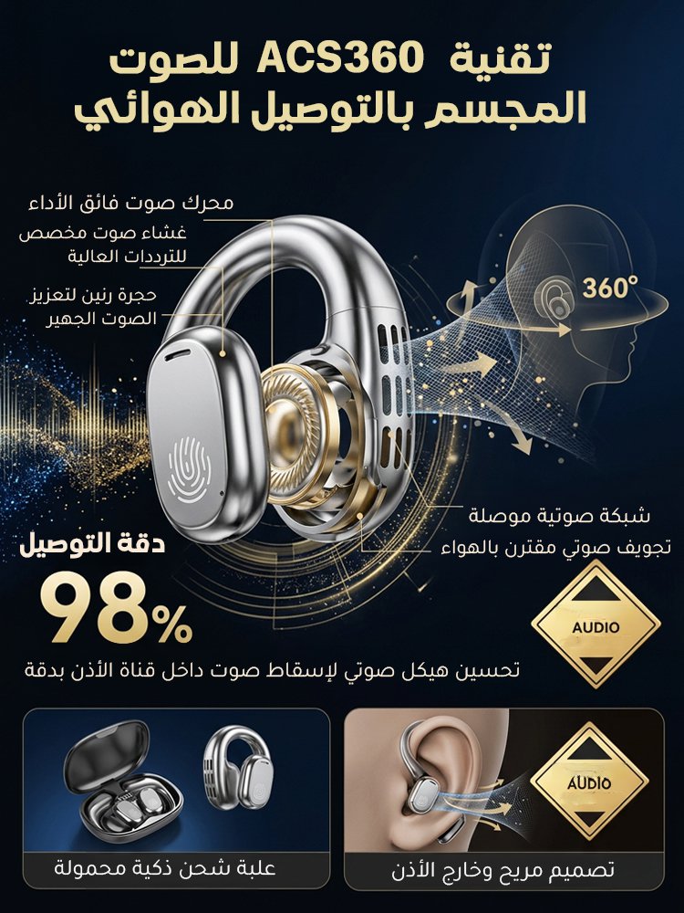 سماعة أذن معلقة على الأذن بمدة وضع استعداد 99 ساعة 