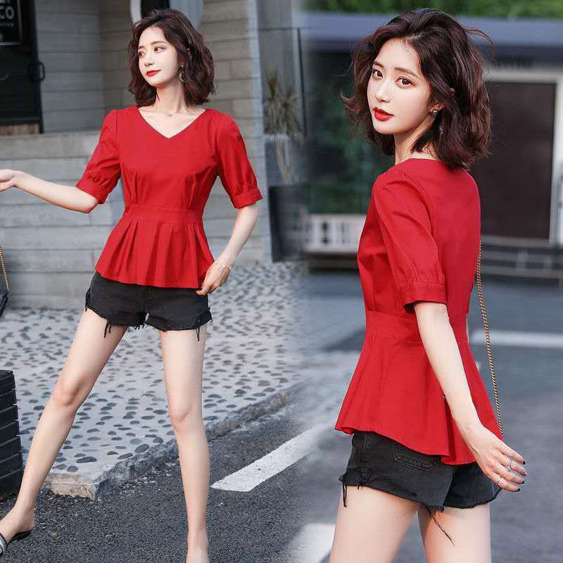 벌룬 소매 셔츠