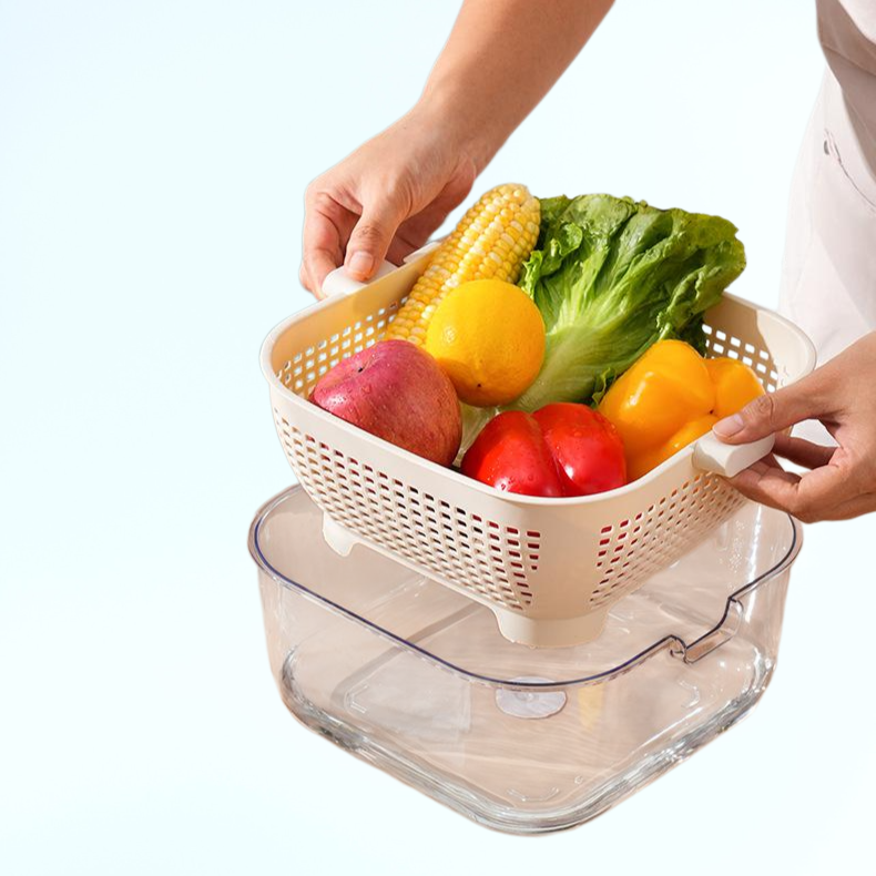 주방용 이중 배수 채반 세척 바구니