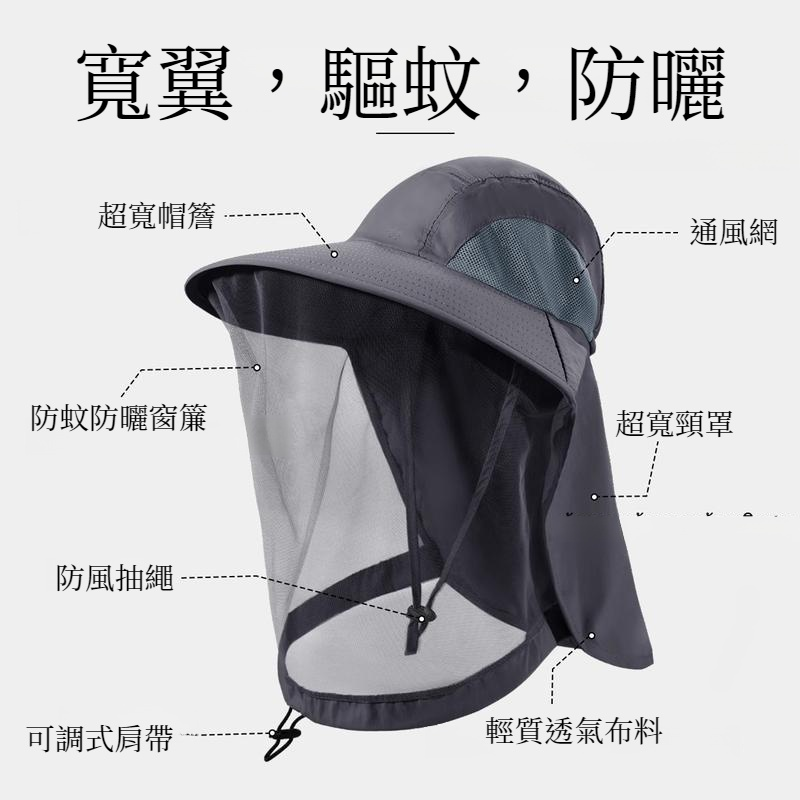 面罩防蚊虫遮阳帽男夏季户外钓鱼防晒渔夫帽