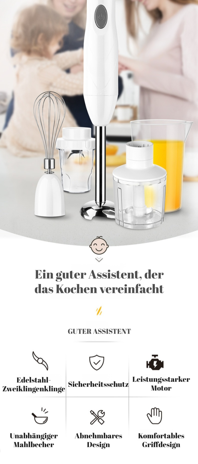 Kleine multifunktionale Küchenmaschine auf der Küchentheke