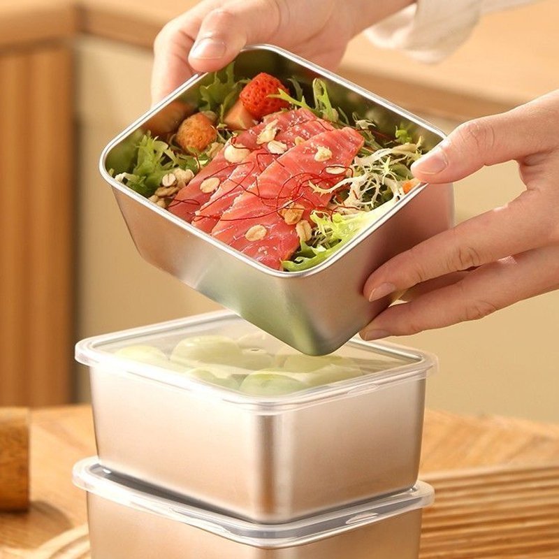 304不鏽鋼加深密封防漏保鮮盒