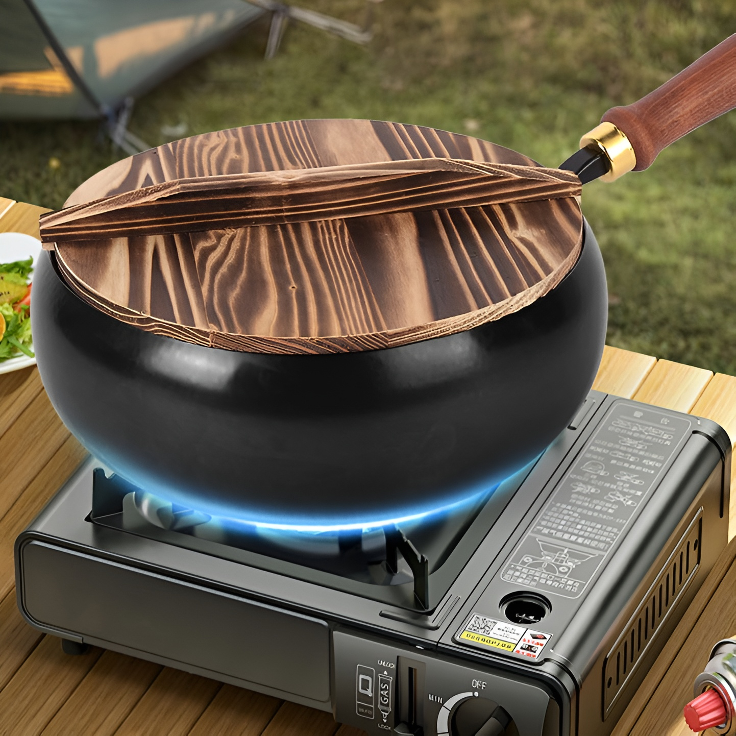 ノンスティック加工で焦げ付きにくい鉄鍋の底面画像