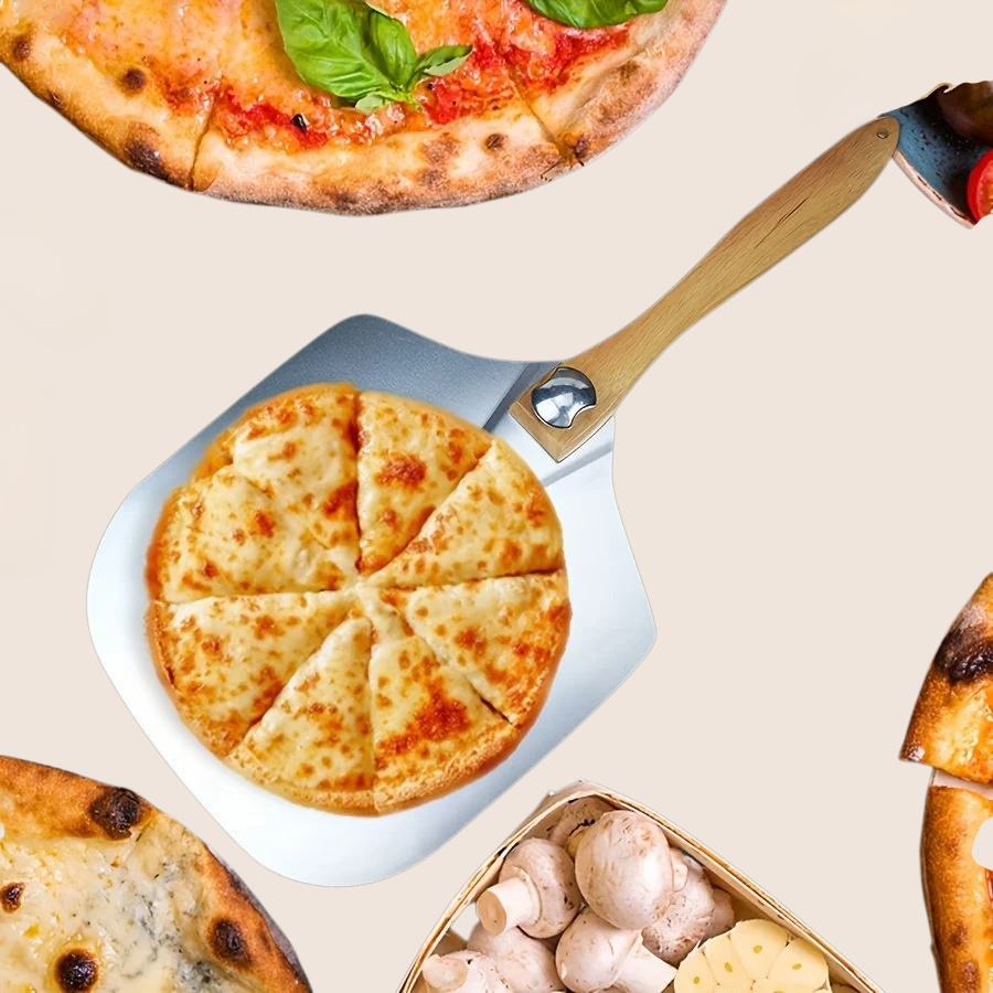 나무 손잡이 손잡이 알루미늄 피자 삽