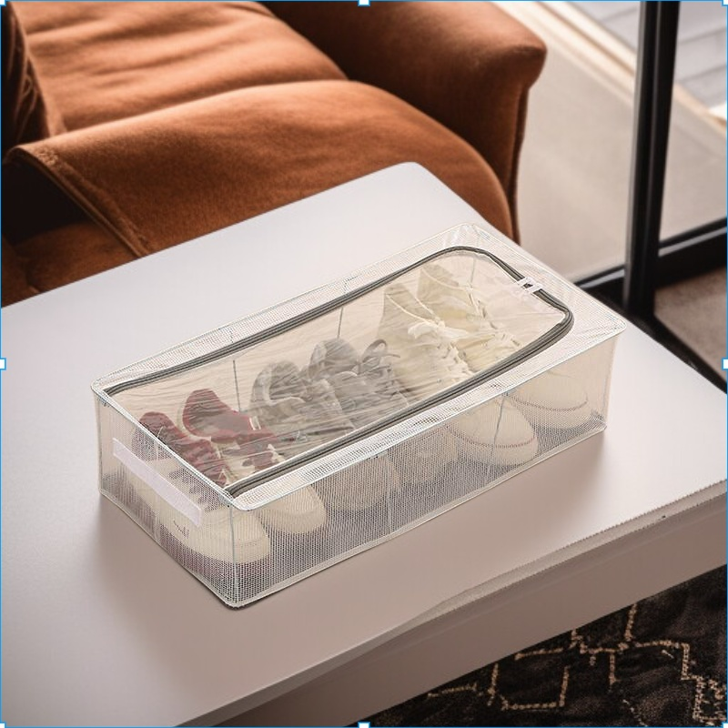 صندوق تخزين أحذية قابل للطي بسعة كبيرة مغطى ومقاوم للرطوبة