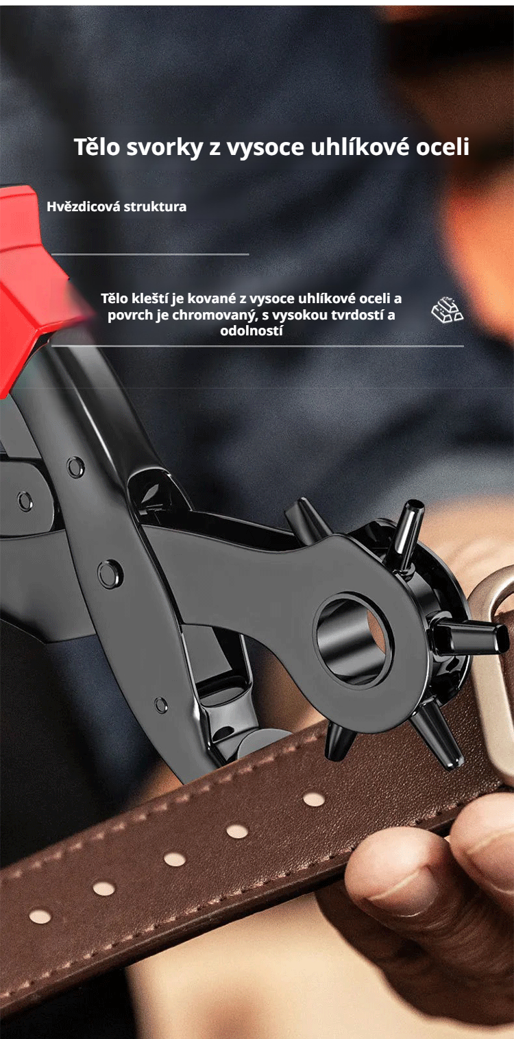 Různé velikosti děrovačů pro přesné děrování kůže