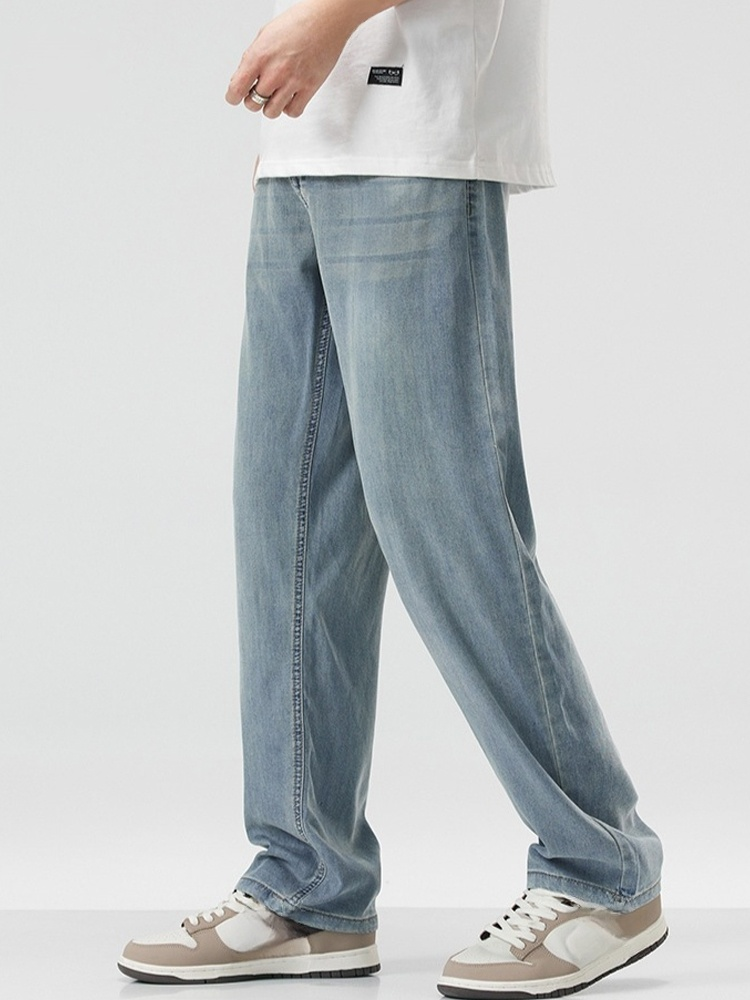 テンセルストレートクールデニムパンツ メンズ