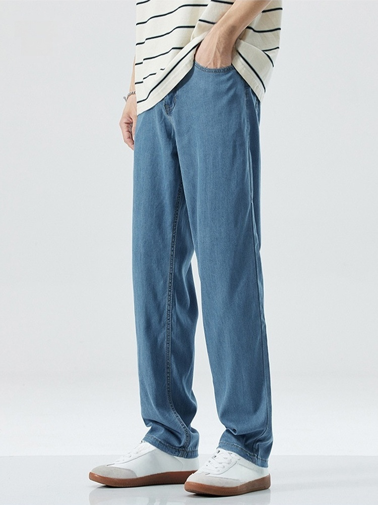 テンセルストレートクールデニムパンツ メンズ