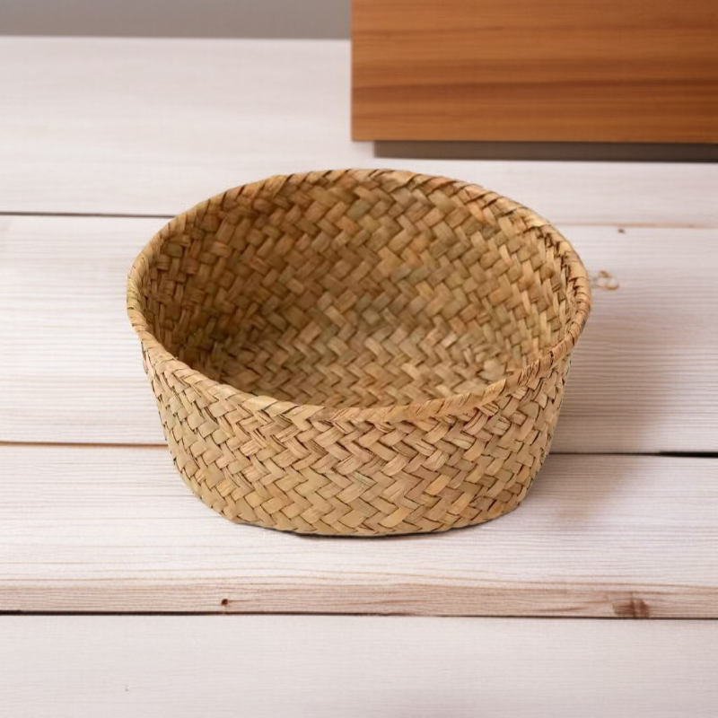 手工編織圓形雜物收納筐
