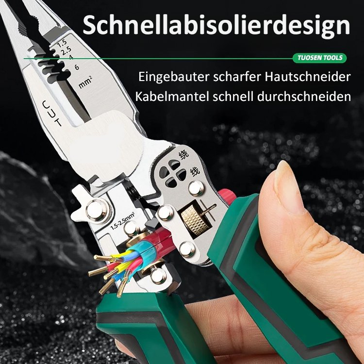【Zehn in einem】Multifunktionale, scharfzüngige Kraftmess- und Abisolierzange