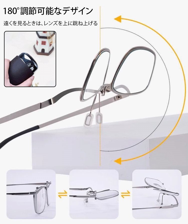 ブルーライトカット遠近両用跳ね上げ式老眼鏡