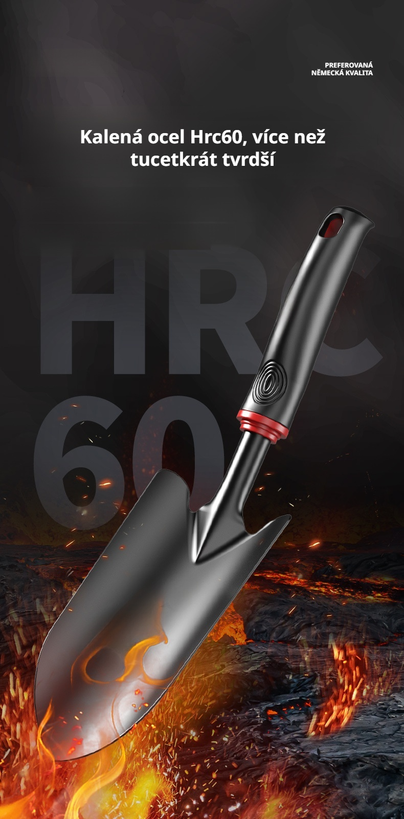 Lopatka na sázení květin vedle květináče