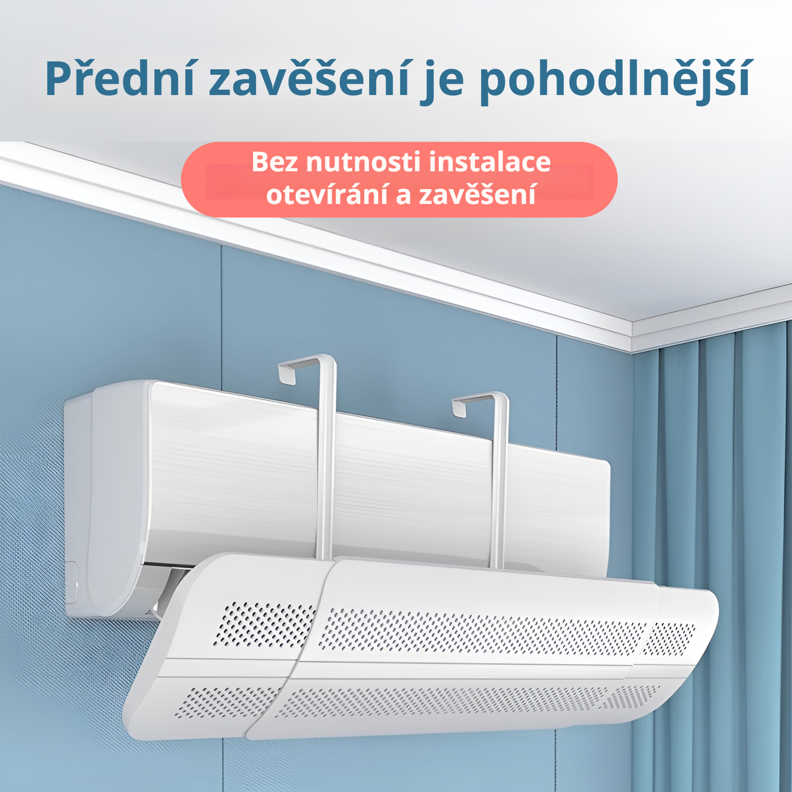 Nastavitelný větrný štít pro klimatizaci, montáž bez vrtání