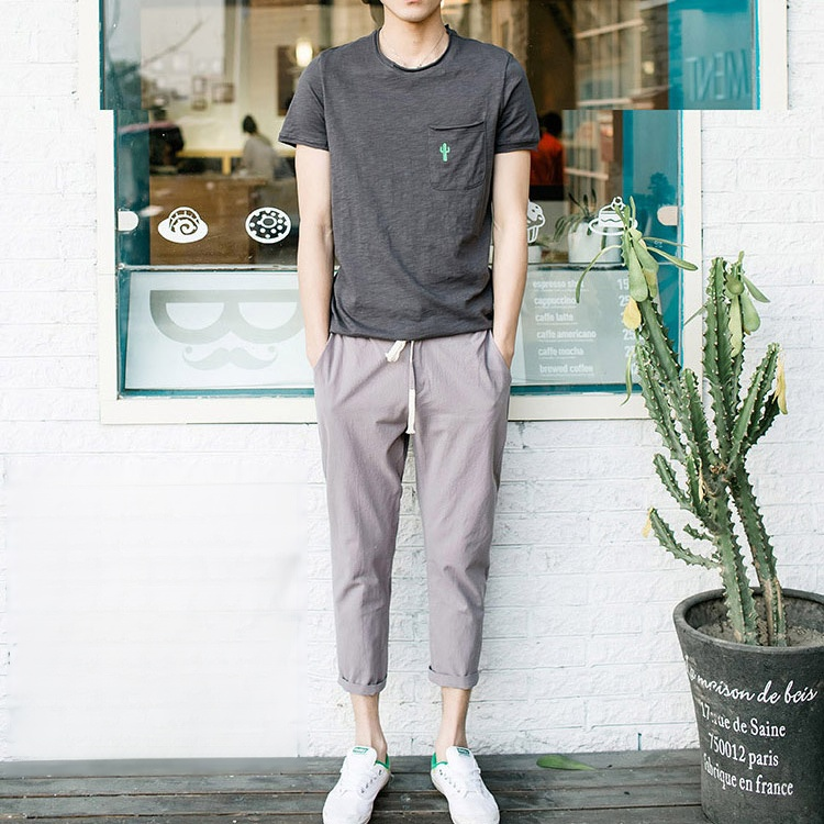 【男性綿麻素材パンツ】通気性 速乾性 履き心地満点 履きやすく、涼しく