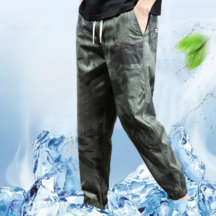 접촉 냉감 남성 아이스 실크 카모플라주 캐주얼 팬츠