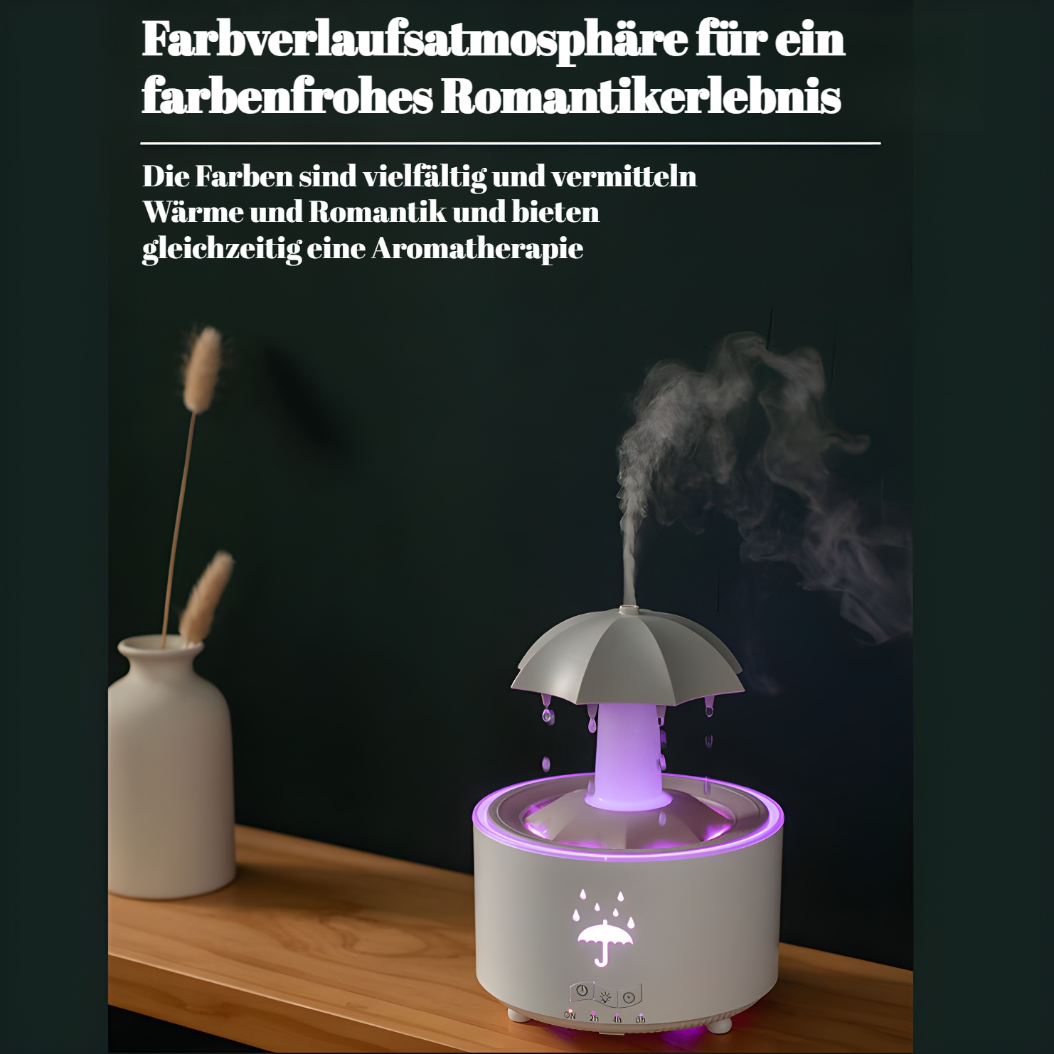 Rotierende Regentropfen-Aromatherapie-Maschine, buntes Atemlicht, multifunktionale Home-Desktop-Arom