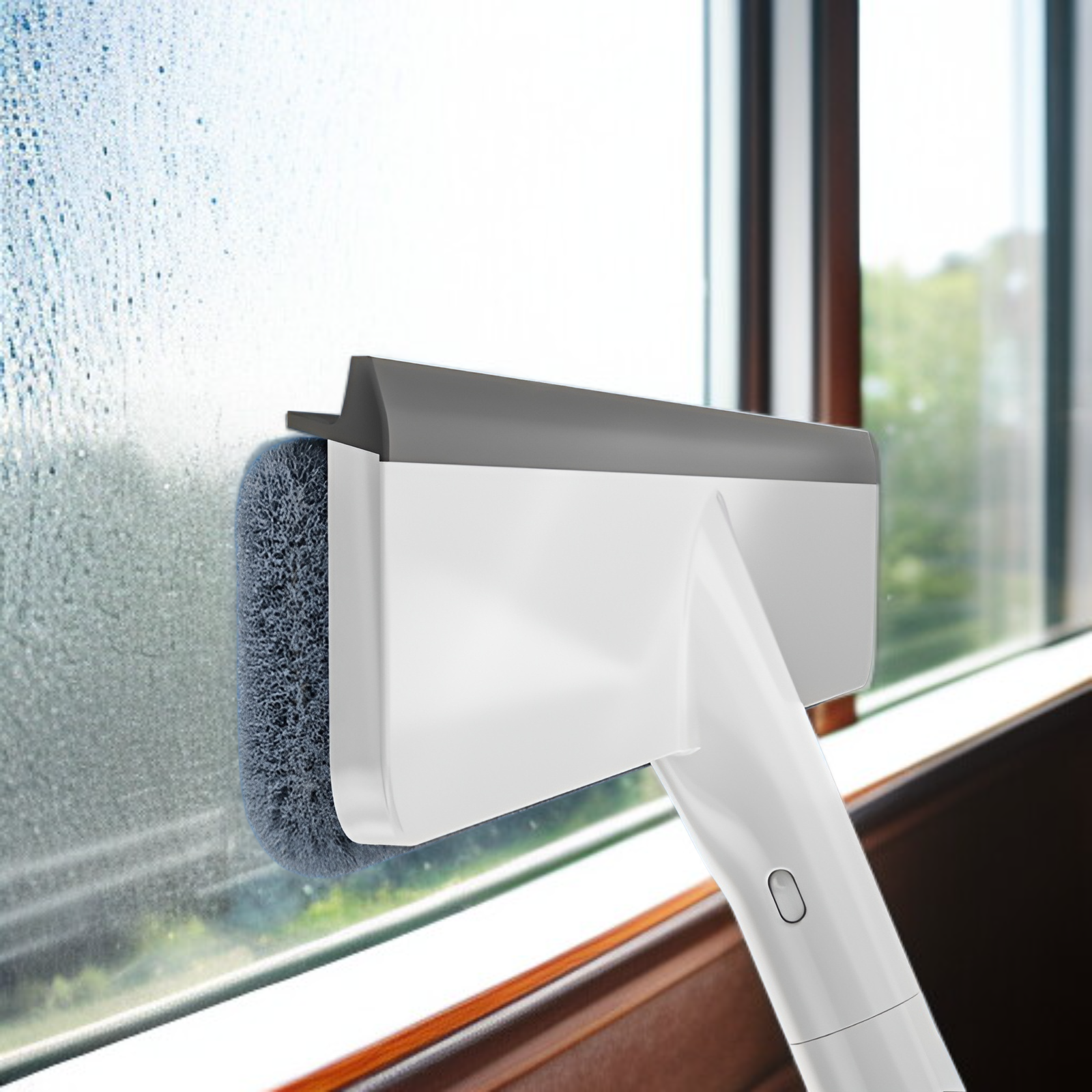 スプレー付きスクイジーで窓拭き簡単