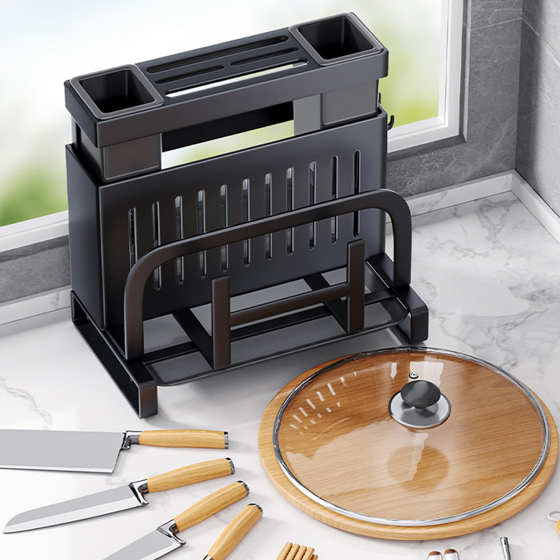 多機能ナイフ・オーガナイザー まな板棚 キッチンナイフホルダー 箸 まな板 収納バスケット