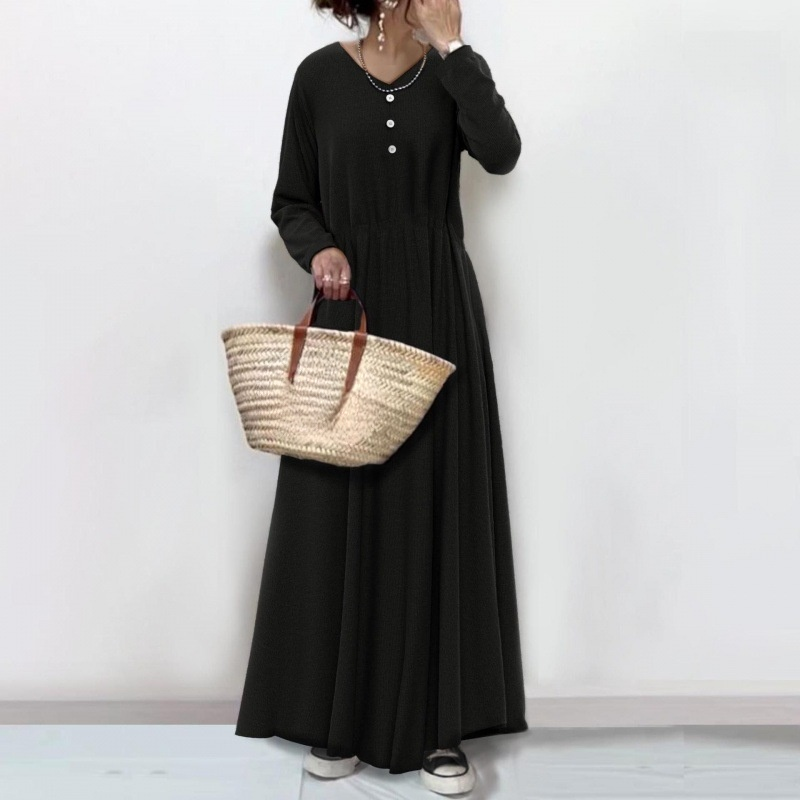 チェック柄長袖タイドドレス バックドレス チェック柄長袖ドレス