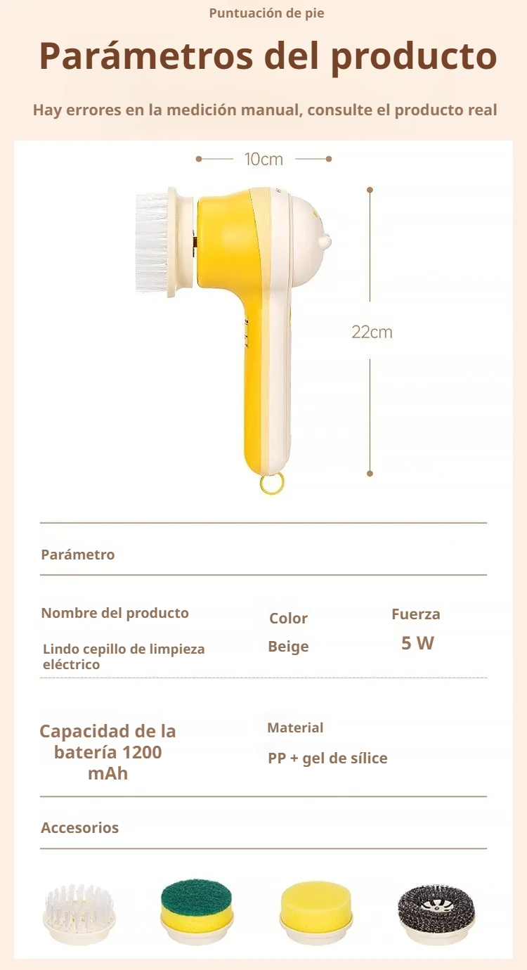Cepillo eléctrico portátil para limpieza doméstica