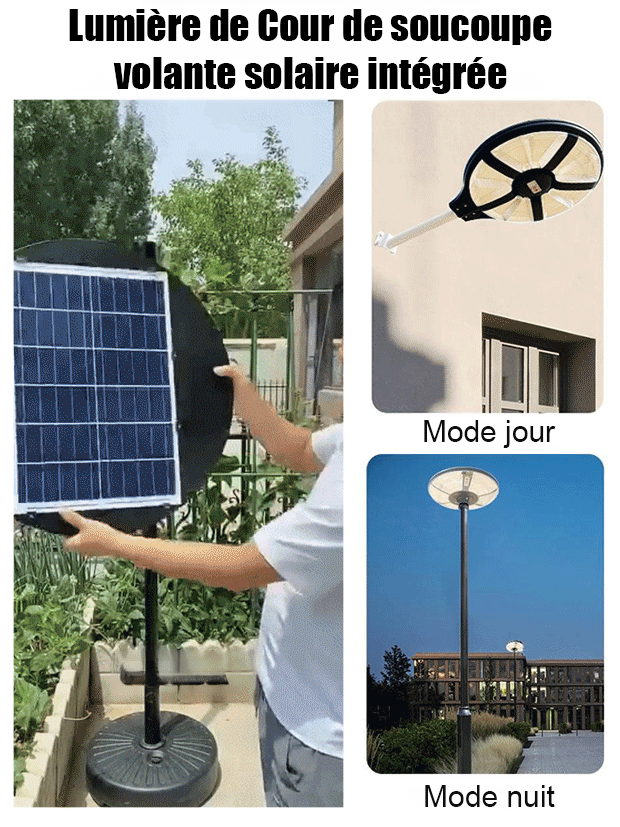 Lumière de Cour de soucoupe volante solaire intégrée
