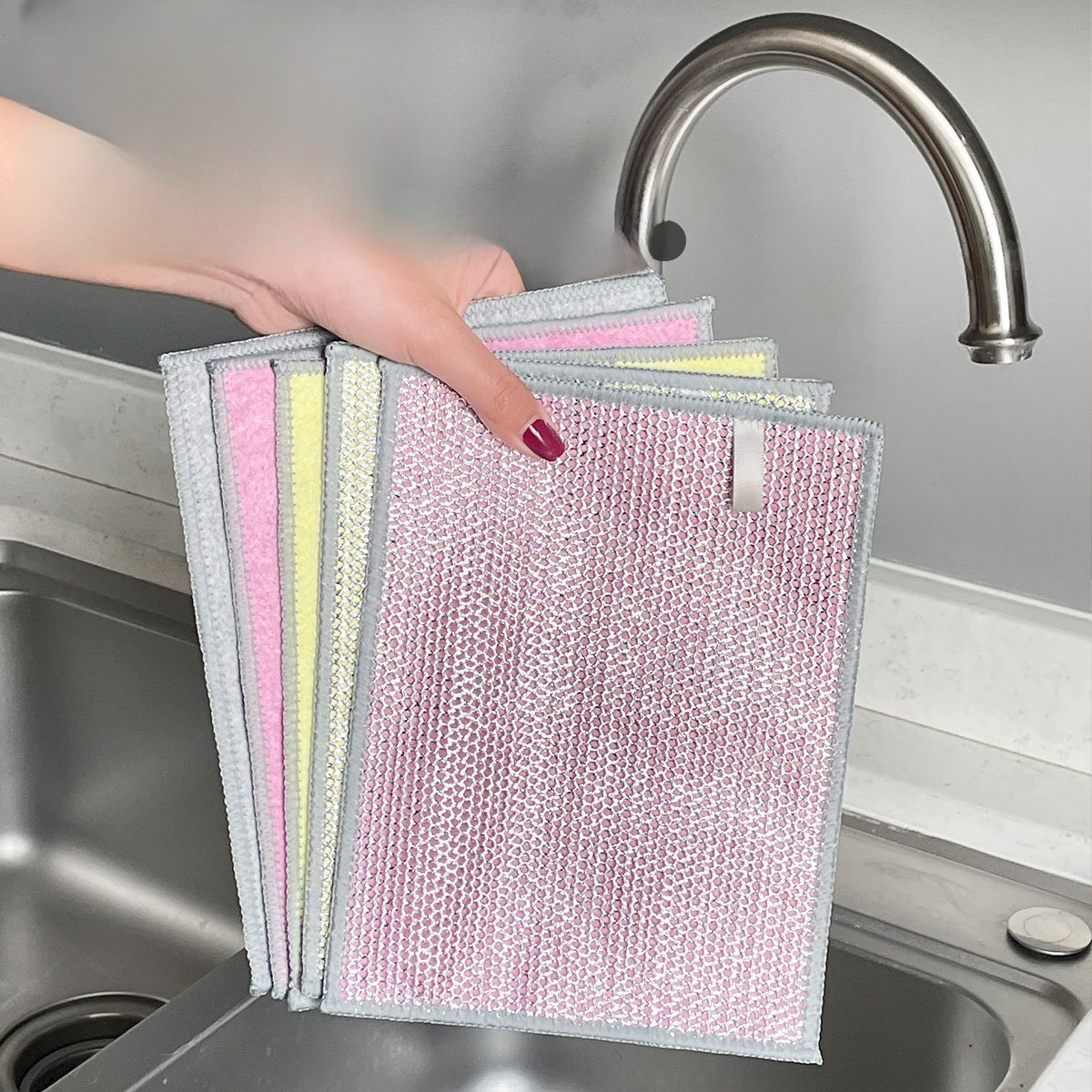 強力去污雙面鋼絲椰子濕巾清潔鋼絲絨洗碗抹布