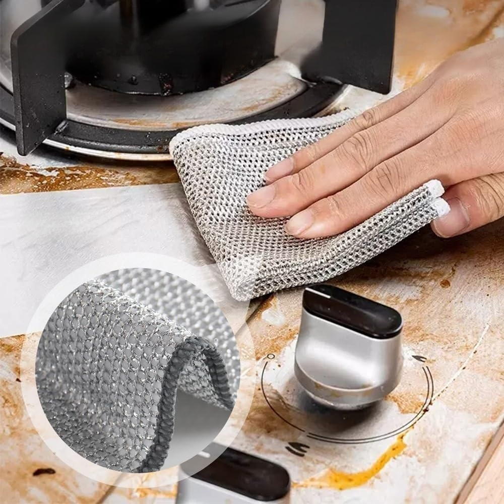 強力去污雙面鋼絲椰子濕巾清潔鋼絲絨洗碗抹布