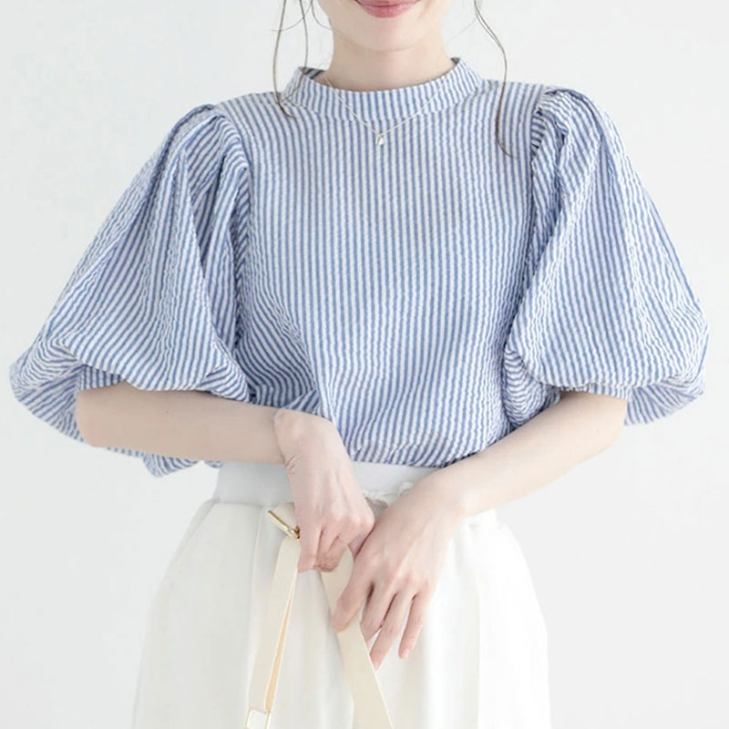 프렌치 칼라 퍼프 반소매