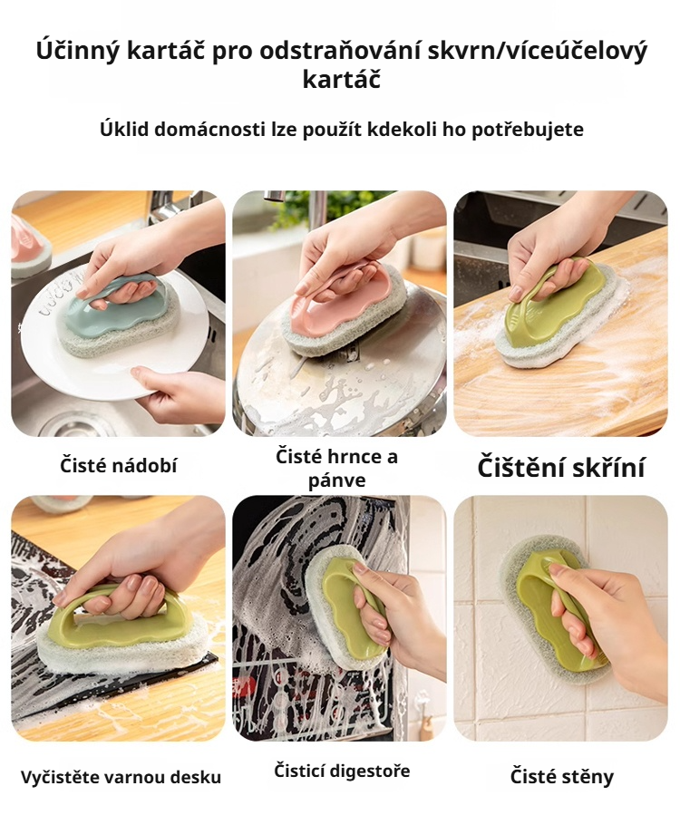 Ergonomický čisticí kartáč s houbičkou