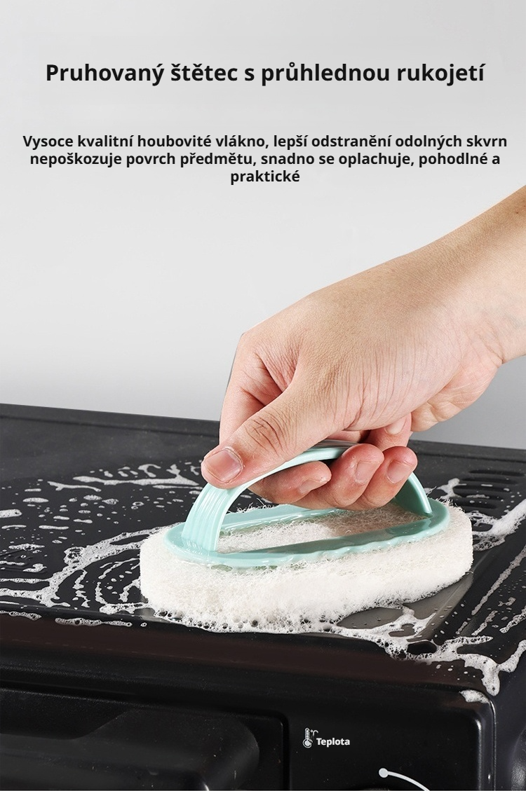 Snadné čištění povrchů houbičkovým kartáčem