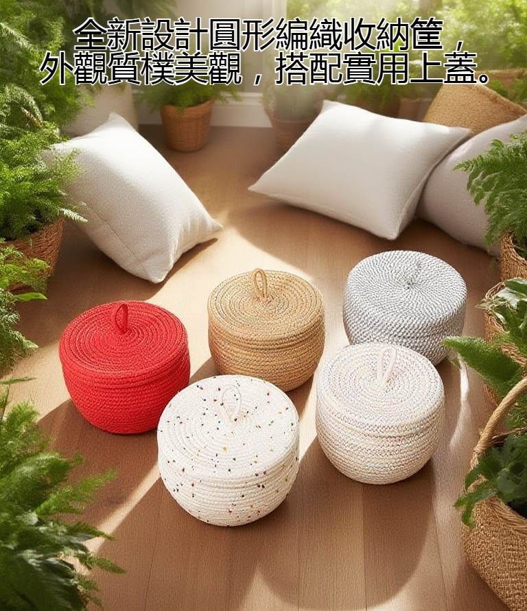 天然編織材質收納筐細節展示