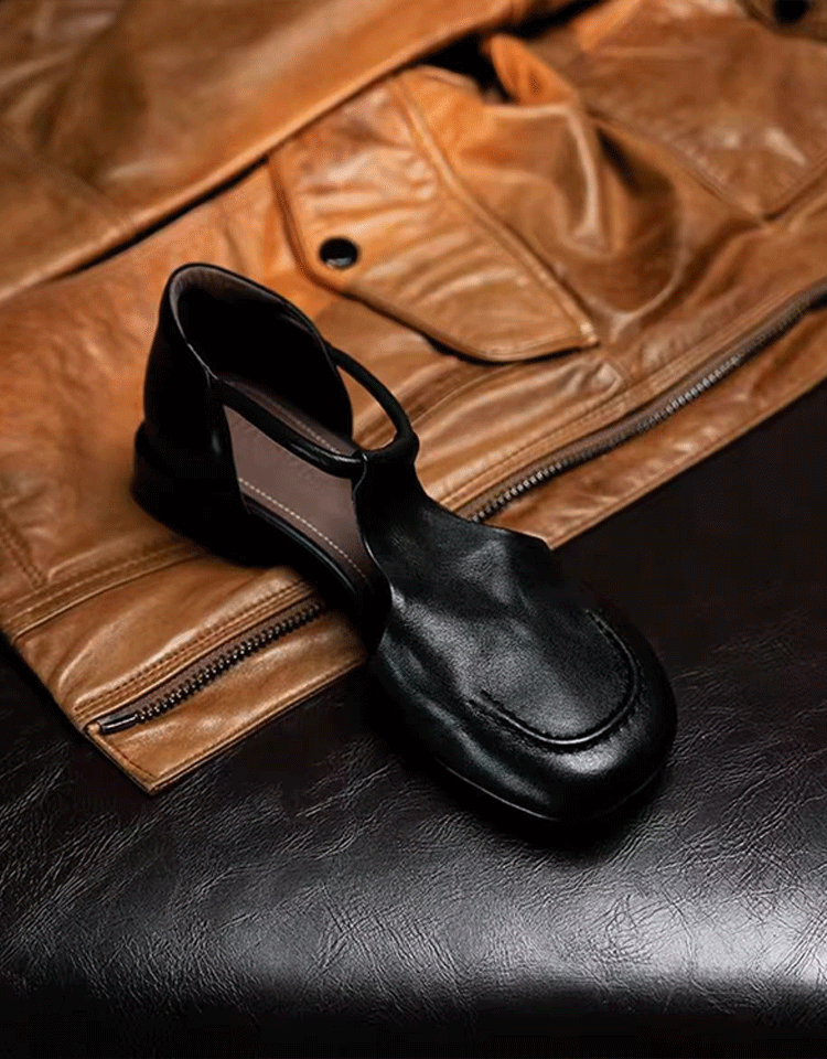 옆트임 청키힐  빈티지 샌들