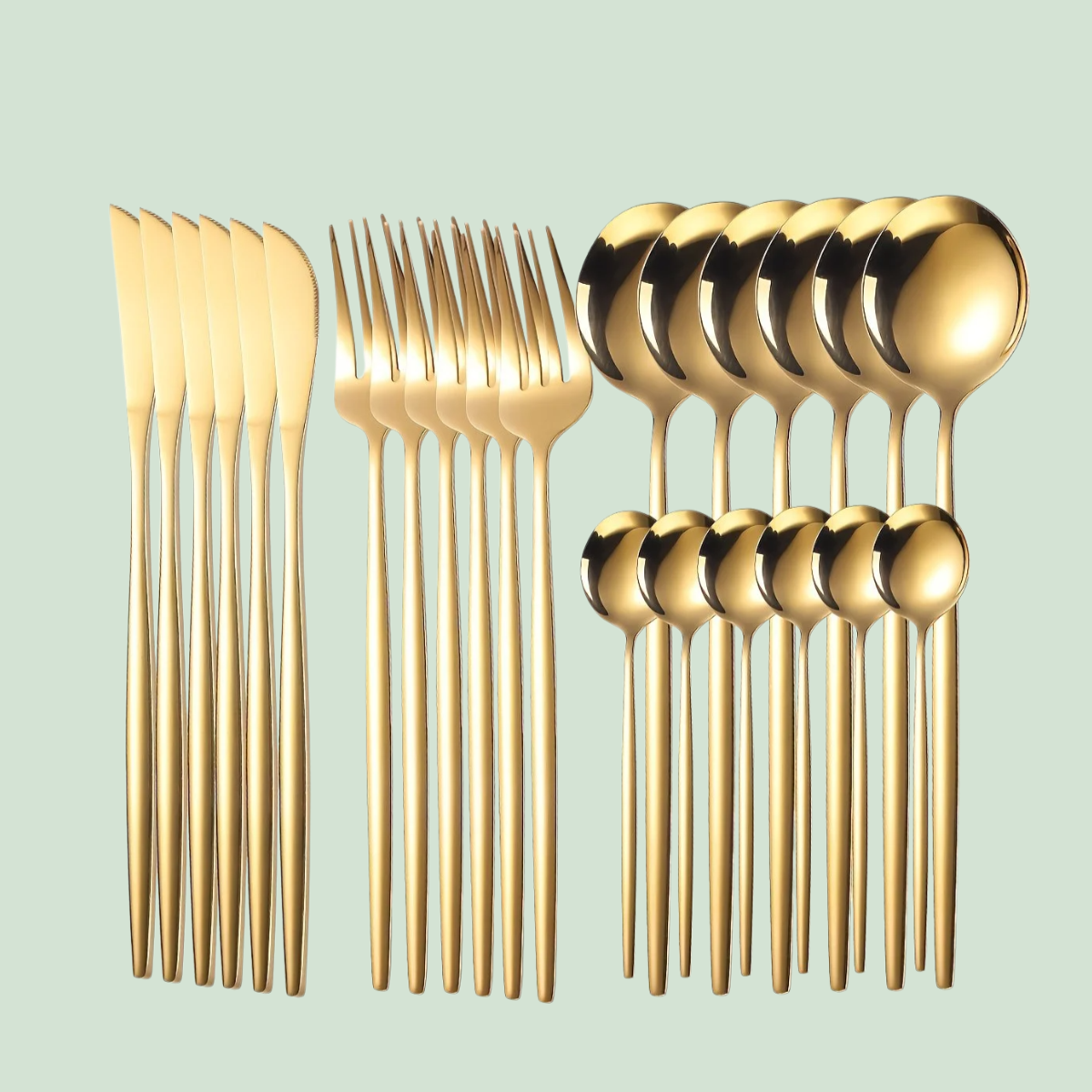 ステンレス製西欧食器ナイフフォークスプーン24点セット