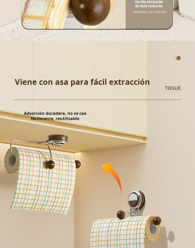 Rollo de trapo y estante de papel para maximizar el espacio en la cocina