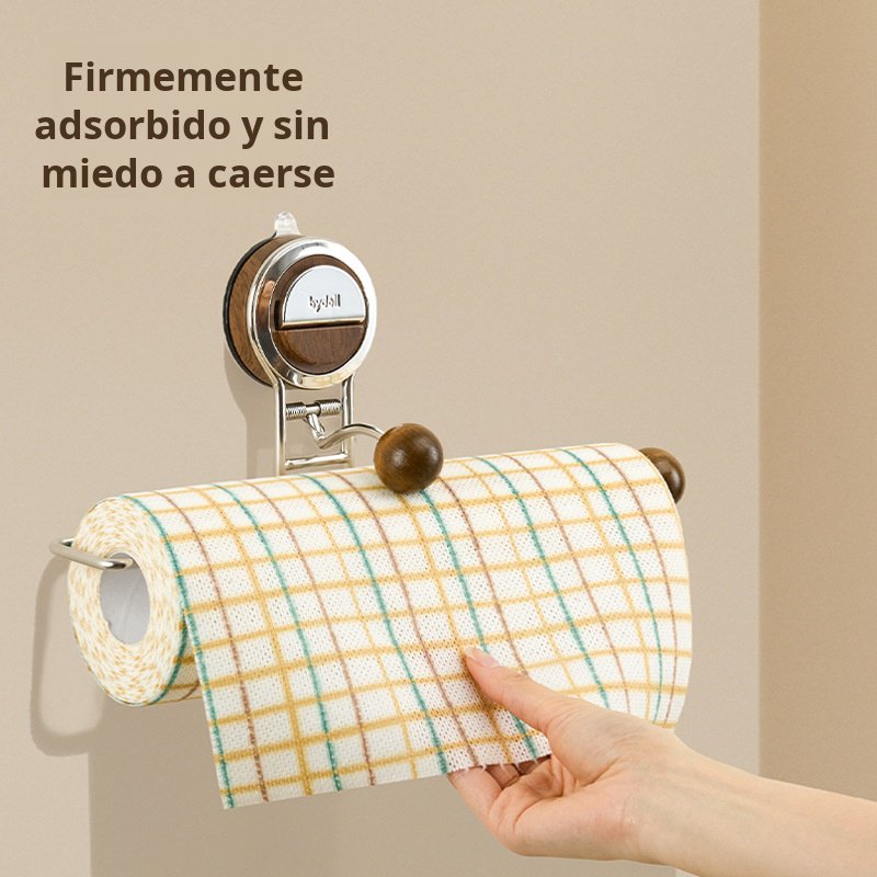 Rollo de trapo con ventosa, estante de almacenamiento de papel, toalla de mano de cocina montada en 