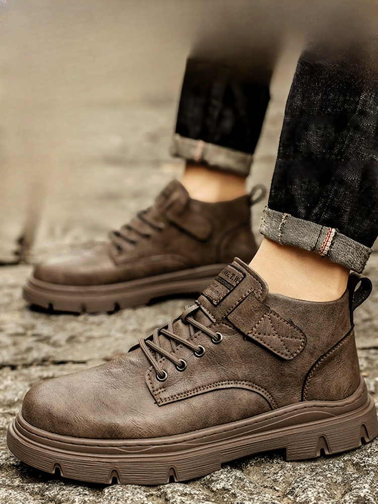 신발끈 프리 기모 안감 남성 마틴 부츠