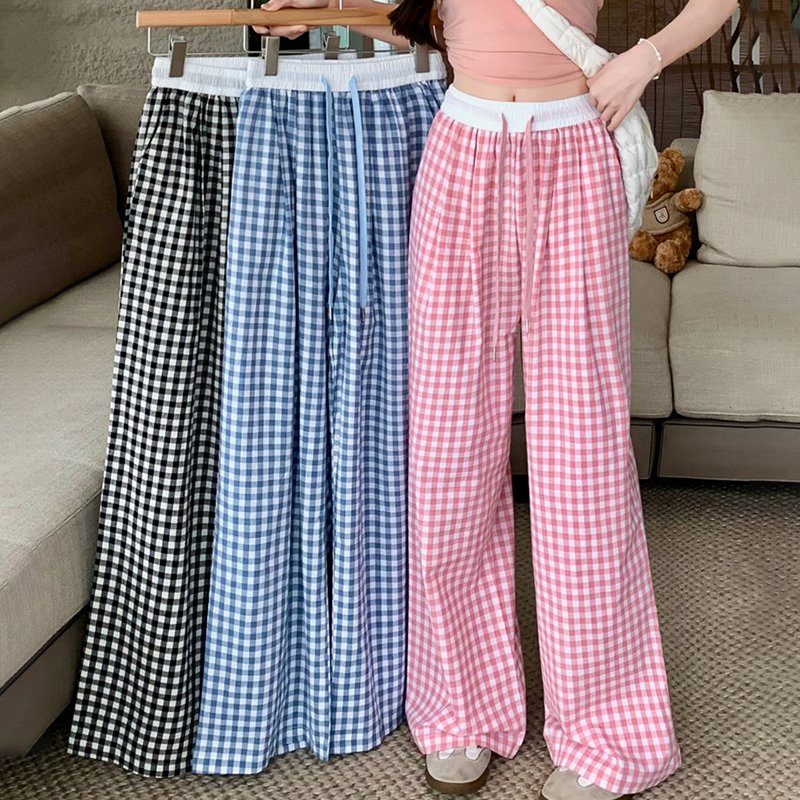 [봄여름 필수템, 시원하고 통기성 좋은] 와이드 체크 야마모토 팬츠