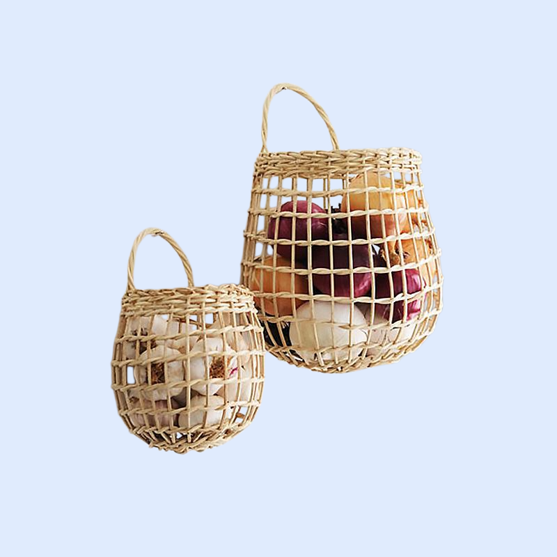 小型手提げラタン花かご キッチンツール収納バスケット