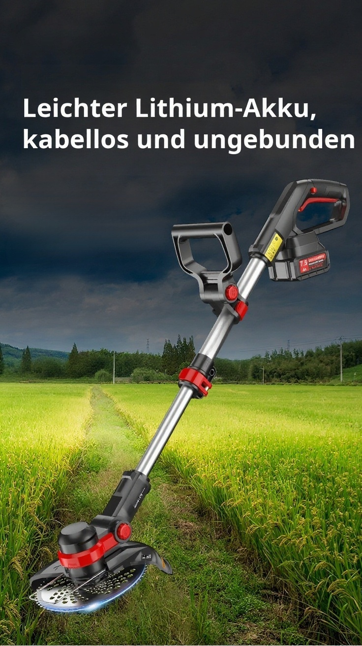 Kleiner Lithium-Akku-Rasenmäher mit 4000 mAh Akku in Aktion