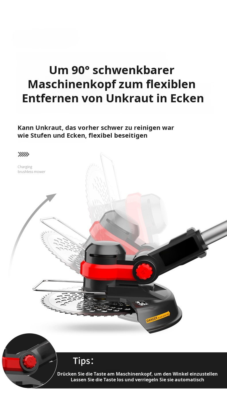 Haushalts-Rasenmäher mäht sauberen, grünen Rasen