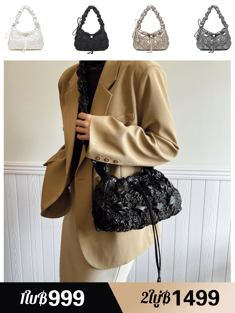 【สินค้ารุ่นใหม่ในร้านขาย】กระเป๋าทรงเมฆแบบจีบ